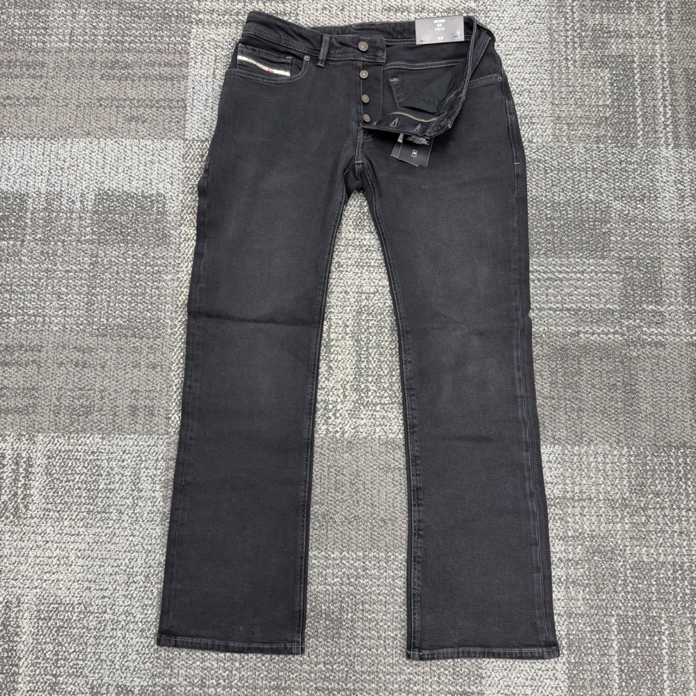 Diesel 2007 Zatiny Slim Jeans Mens 32x32 Black Solid Button Fly Denim Pants‎